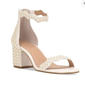 INC International Concepts Pearl-Embellished Cream Heels